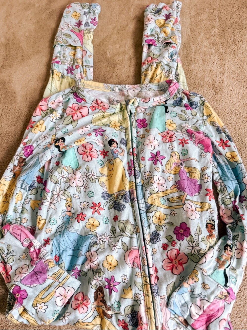 Posh Peanut Disney Princess Floral Zip Romper -